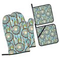 thumbnail image 1 of Daiia Boho Dreamcatcher 1 Pattern Oven Mitts and Pot Holders 4 pcs Set,High Heat Resistant 500 Degree Extra Thicken Long Kitchen Cotton Oven Glove, 1 of 6