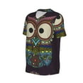 thumbnail image 1 of Daiia Boho Owl Mens Baseball Jersey Button Down Shirts Short Sleeve Sports Uniforms-Large, 1 of 9