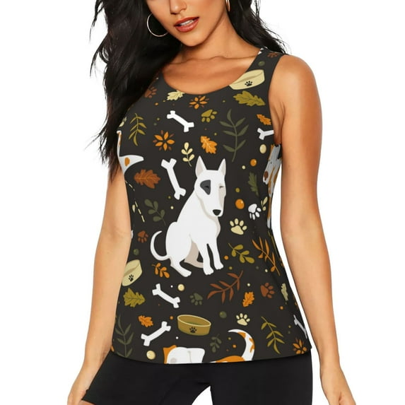 Daiia Bones And Leaves Printed Womens Workout Tops for Women Quick-dry Tank Tops Mesh Yoga Shirts Athletic Running Tank Tops Sleeveless Gym Clothes-