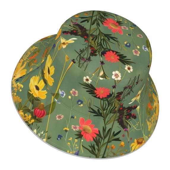 Daiia Botanical Garden With Cats Pattern Bucket Hat - Trendy Cotton Sun Hat for Beach, Golf, Fishing - Fun Outdoor Vacation Boonie for Men and Women