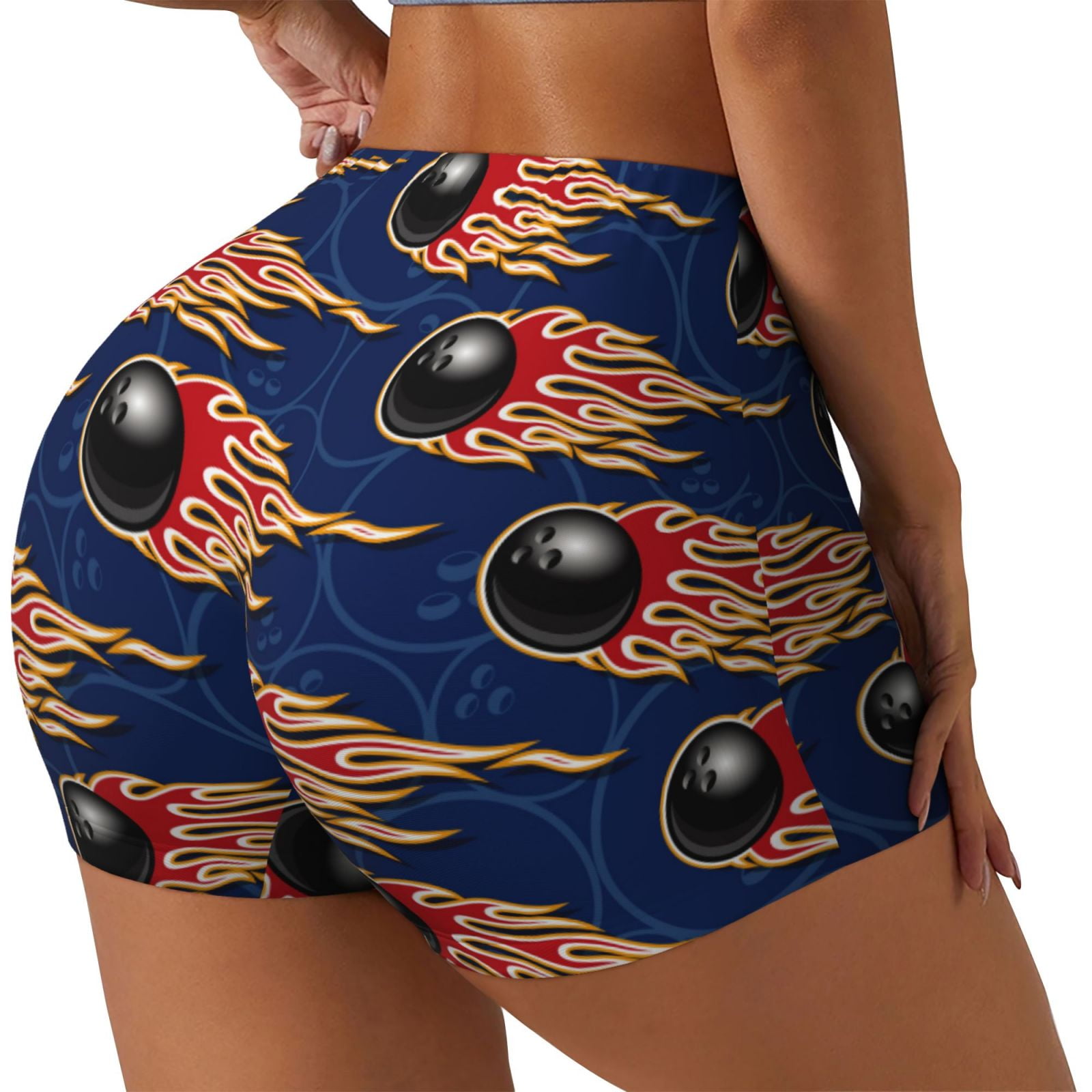Baseball Fire Pattern Print Women's Shorts