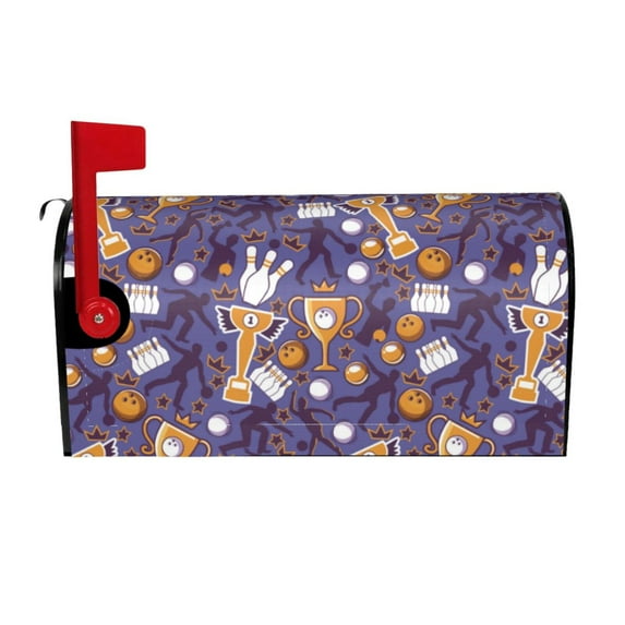 Daiia Bowling Game Mailbox Cover , Magnetic Welcome Mailbox Wraps Post Letter Box Cover for Garden Yard Home Decor-25.5x21 in