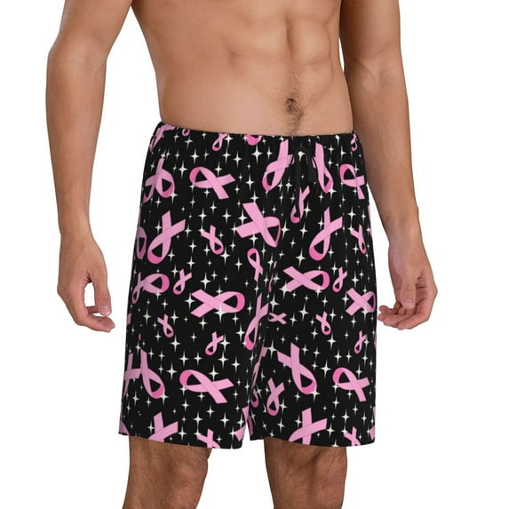 Daiia Breast Cancer Awareness (2) Mens Woven Stretch Pajama Short,Short Pajama Pants-4X-Large