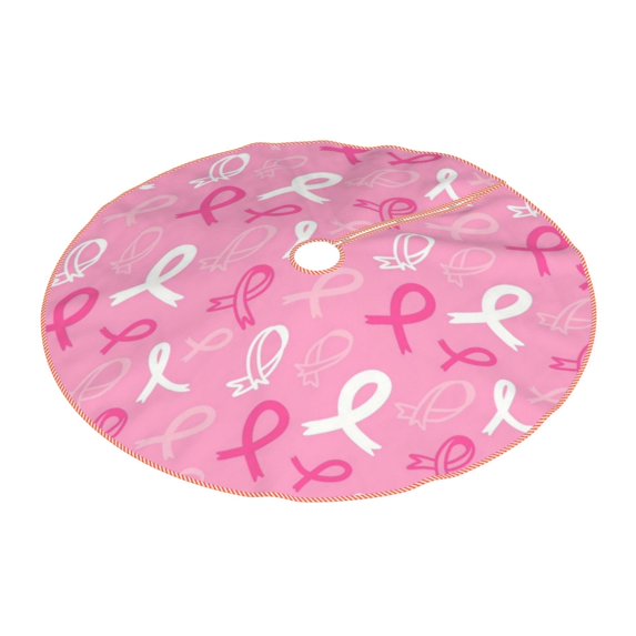 Daiia Breast Cancer Awareness (3) Drawing Merry Christmas Tree Skirt , Xmas Large Lace-up Tree Skirt, Santa Snowflakes Rustic Home Decorations New Year Party Farmhouse Decor-30"