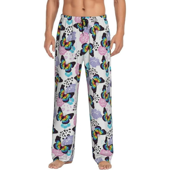 Daiia Bright Butterflies1 Men's Sleep Pant with Pockets and Drawstring,Pajama Pants-Medium