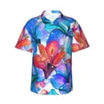thumbnail image 1 of Daiia Bright Flowers Hawaiian Shirt for Men Gentle Cotton Regular Short Sleeve Casual-3X-Large, 1 of 9