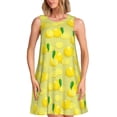 thumbnail image 1 of Daiia Bright Lemons Print Women's Dresses 2025 Trendy Short sleeve Dresses Casual Baggy Flowy Maxi Sun Dresses, 1 of 7