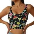 thumbnail image 1 of Daiia Bright Mushrooms Printed Women's Sports Bra, Breathable Activewear Bra with U-Back Design and Removable Pads, Comfortable and Supportive for Yoga, Workout-Medium, 1 of 8