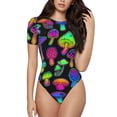 thumbnail image 1 of Daiia Bright Mushrooms Women'S Crew Neck Short Sleeve Slim Fit T Shirts Tops Basic Bodysuit Leotard Clothing-Xx-Large, 1 of 9