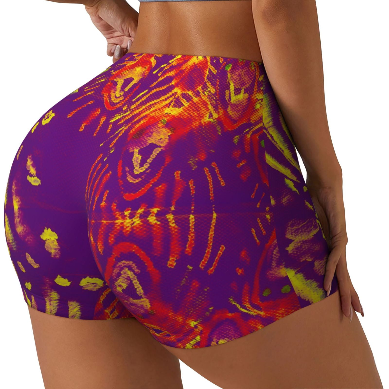 Women's Workout Shorts With Spandex Underneath Daiia Bright Textured Animal Pattern Women's Workout Shorts Biker