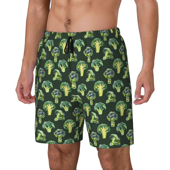 Daiia Broccoli 3 Mens Swim Trunks Swim Shorts Quick Dry Swim Shorts with Mesh Lining Pockets-Medium