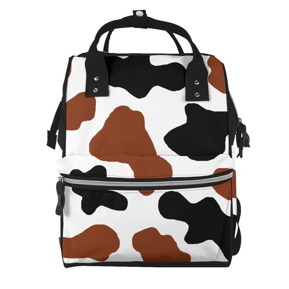 Daiia Brown Black Cow Large Capacity Baby Bag Waterproof Stylish Diaper Bag Mummy Backpack Adjustable Straps Diaper BagBaby Essentials Bag