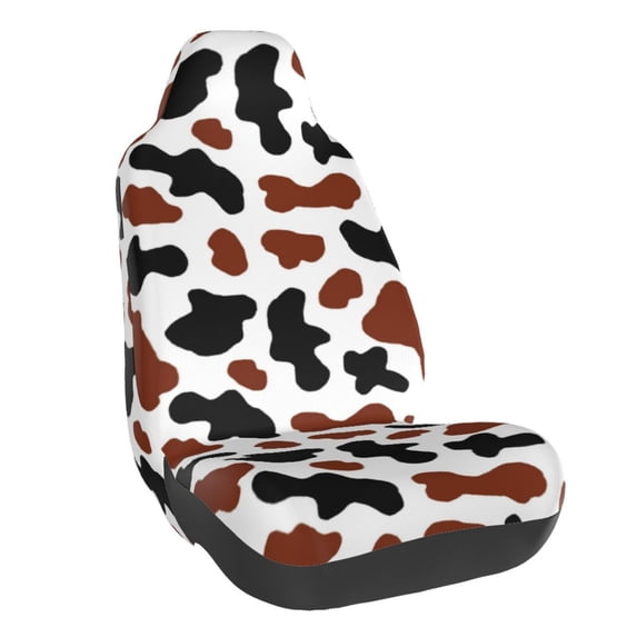 Daiia Brown Black Cow Printed Car Seat Cover - Waterproof & Sweatproof - Universal Fit, Machine Washable, Non-Slip - Seat Protector for Car, Truck, SUV, Van (1 Pack)