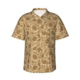 thumbnail image 1 of Daiia Brown Flowers Hawaiian Shirt for Men Gentle Cotton Regular Short Sleeve Casual-X-Large, 1 of 9