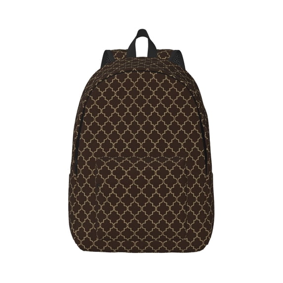 Daiia Brown Moroccan Trellis Vintage Canvas Backpack for Men and Women ,Hiking Backpack,Travel Laptop Bag for School,Large Capacity Backpack