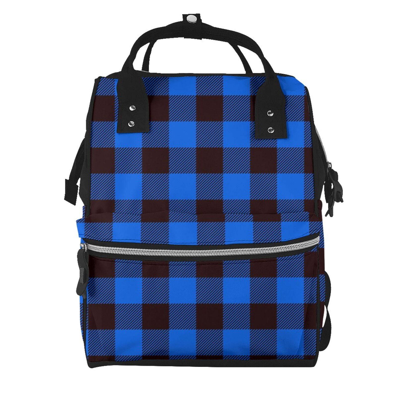 Daiia Buffalo Plaid Blue Black Large Capacity Baby Bag Waterproof Stylish Diaper Bag Mummy Backpack Adjustable Straps Diaper BagBaby Essentials Bag