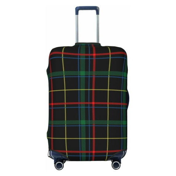 Daiia Buffalo Plaid Dark Green Luggage Cover, Thickened Washable Travel Luggage Covers, Elastic Unique Baggage Covers for 18-20 inch Luggage-Small