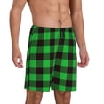thumbnail image 1 of Daiia Buffalo Plaid Green Black Mens Woven Stretch Pajama Short,Short Pajama Pants-X-Large, 1 of 9