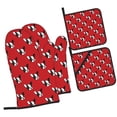 thumbnail image 1 of Daiia Bulldog Red Pattern Oven Mitts and Pot Holders 4 pcs Set,High Heat Resistant 500 Degree Extra Thicken Long Kitchen Cotton Oven Glove, 1 of 6