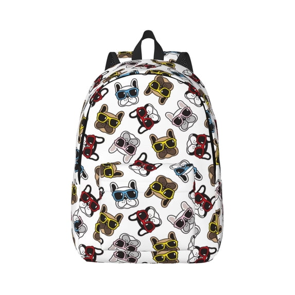 Daiia Bulldog Sunglasses Face Vintage Canvas Backpack for Men and Women ,Hiking Backpack,Travel Laptop Bag for School,Large Capacity Backpack