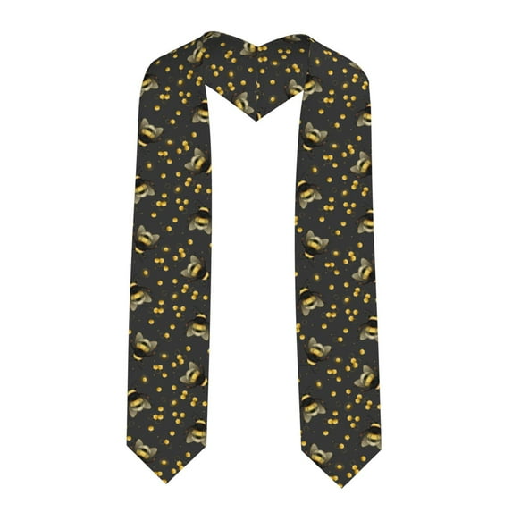 Daiia Bumblebee Pattern Graduation Shawl Stole – Satin Graduation Stole Academic Stole Non-Slip Design-Sharp Corner