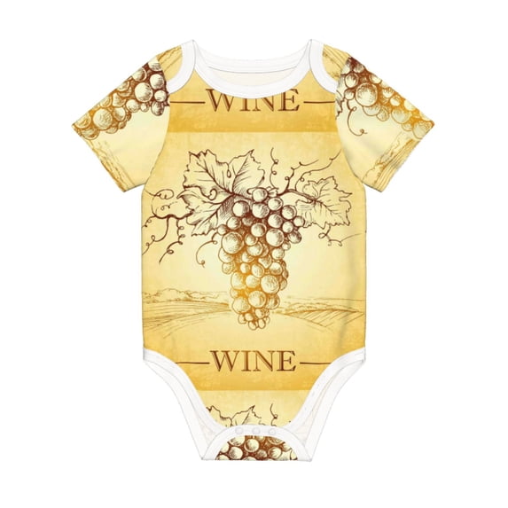 Daiia Bunch of Grapes Printed Unisex-Baby Short Sleeve Onesies Bodysuits Baby Climbing Clothes Soft and Comfortable Romper with Expandable Shoulder Design-18 Months