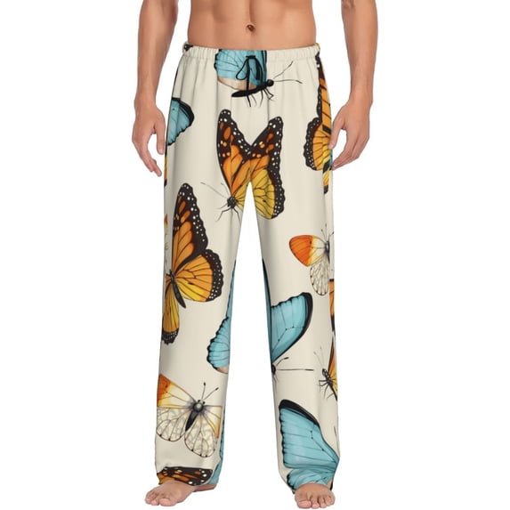 Daiia Butterflies Men's Sleep Pant with Pockets and Drawstring,Pajama Pants-X-Large