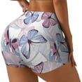 thumbnail image 1 of Daiia Butterflies in Pastel Pattern Women's Workout Shorts Biker Shorts - High Waisted Workout Spandex Tummy Control Gym Running Yoga Shorts-Large, 1 of 8
