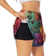 thumbnail image 1 of Daiia Butterfly Flower Cascade Pattern Women's 2 in 1 Running Shorts - Lightweight Athletic Workout Gym Yoga Shorts Liner with Phone Pockets-Medium, 1 of 7