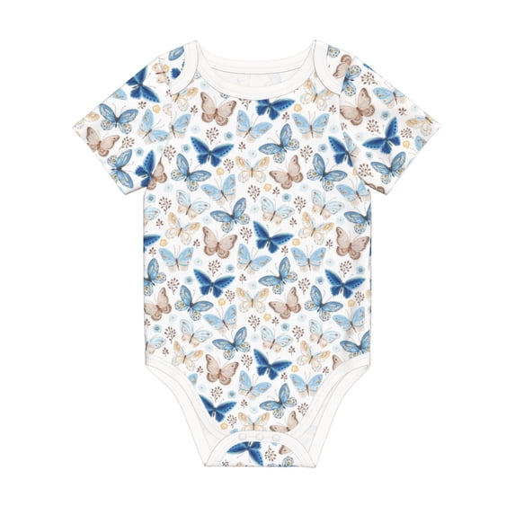 Daiia Butterfly Printed Unisex-Baby Short Sleeve Onesies Bodysuits Baby Climbing Clothes Soft and Comfortable Romper with Expandable Shoulder Design-2 Years
