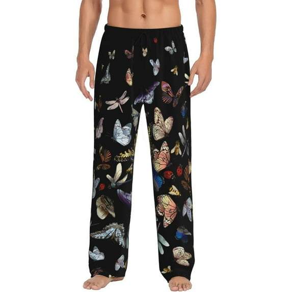 Daiia Butterfly1 Men's Sleep Pant with Pockets and Drawstring,Pajama Pants-XX-Large