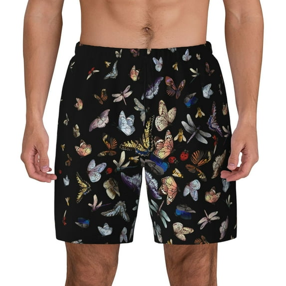 Daiia Butterfly1 Mens Swim Trunks Swim Shorts Quick Dry Swim Shorts with Mesh Lining Pockets-XX-Large