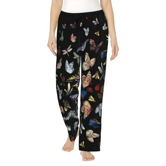 Daiia Butterfly1 Women's Sleep Pant with Pockets and Drawstring,Pajama Pants-Medium