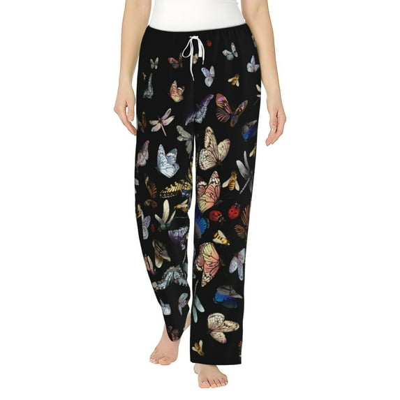 Daiia Butterfly1 Women's Sleep Pant with Pockets and Drawstring,Pajama Pants-X-Large