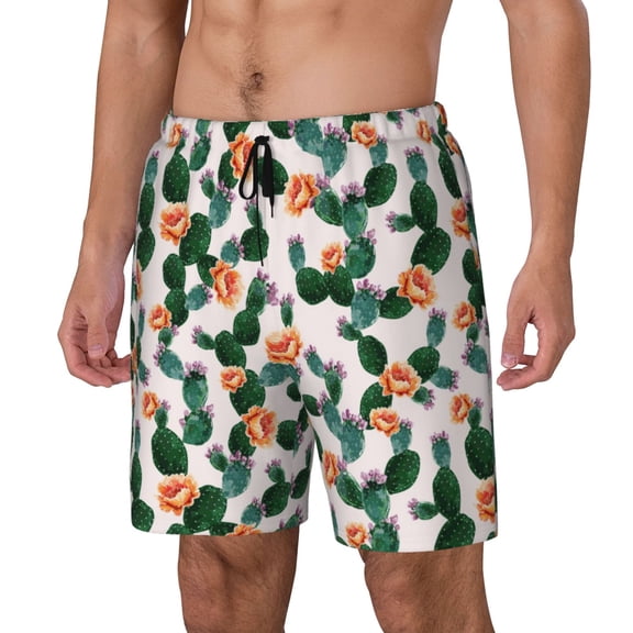 Daiia Cactuses Mens Swim Trunks Swim Shorts Quick Dry Swim Shorts with Mesh Lining Pockets-