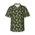 thumbnail image 1 of Daiia Camouflage Dinosaur Hawaiian Shirt for Men Gentle Cotton Regular Short Sleeve Casual-Large, 1 of 9