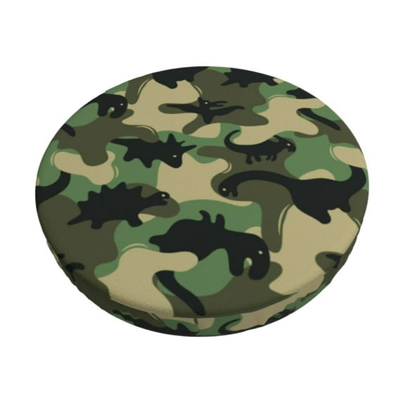 Daiia Camouflage Dinosaur Stool Covers Round,Round Bar Stool Covers Waterproof Bar Chair Covers Washable Stool Cushion Slipcover for 12-14 Inch Chair-14 inch