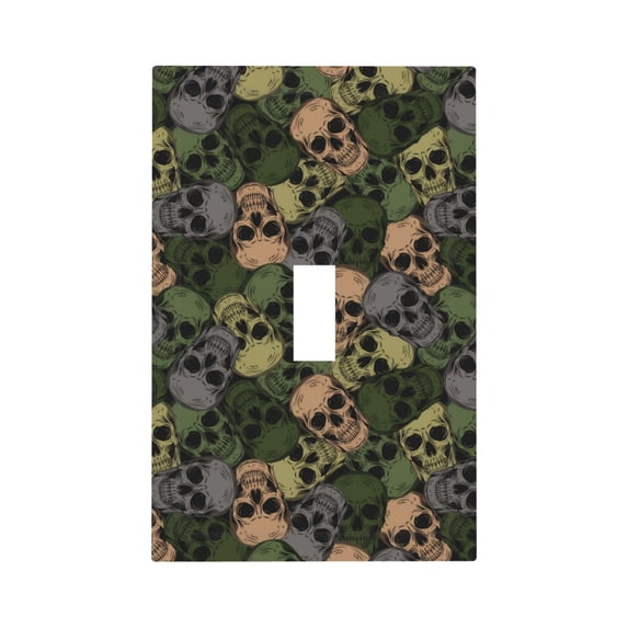 Daiia Camouflage Skulls Pattern Decorator Wall Plate Child Safe Outlet Cover, Switch and Outlet Covers,Size 1-Gang 5.0" x3.0" , Polycarbonate Thermoplastic-Style T