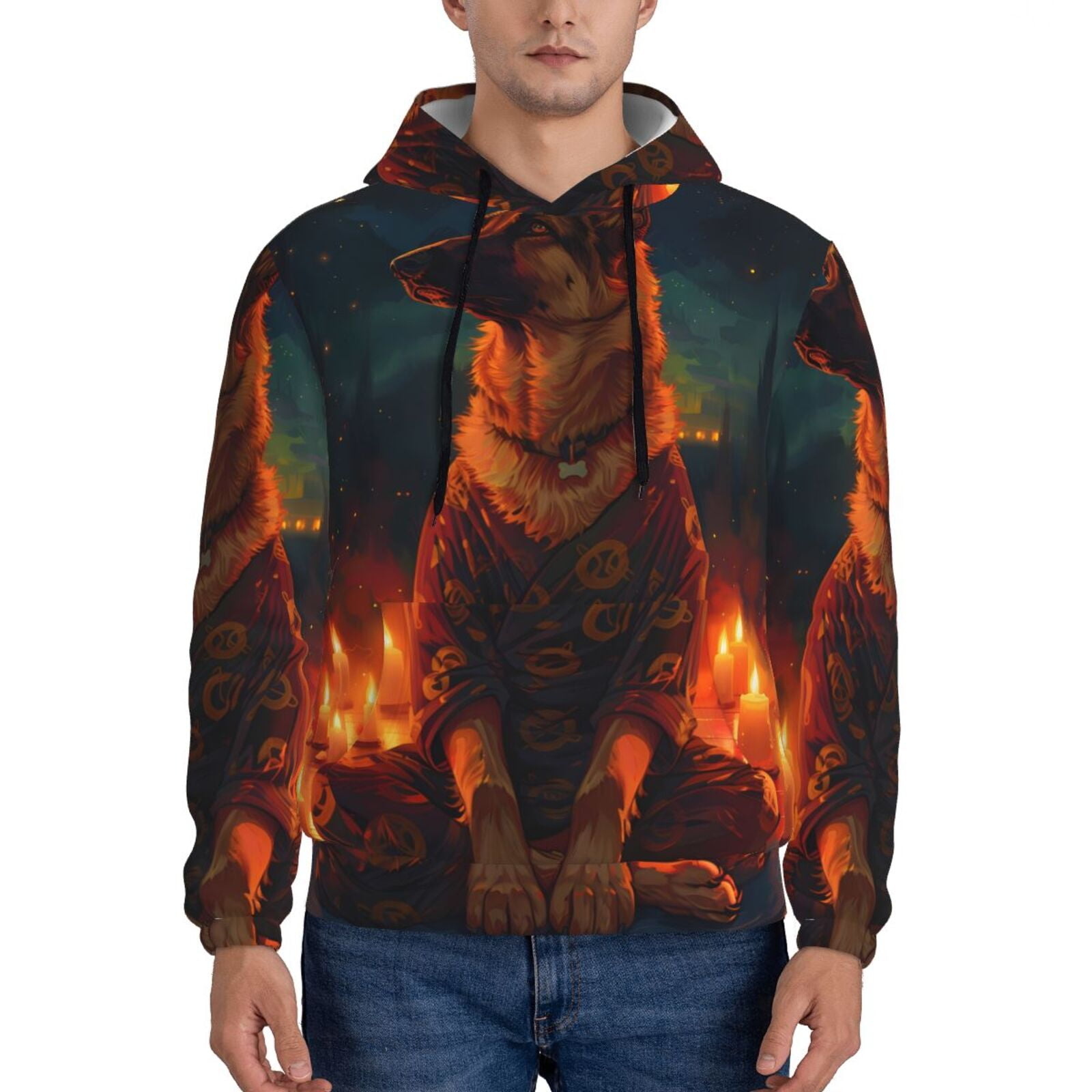 Daiia Candle Shepherd Dog for Men's Fashion Hoodies & Sweatshirts with