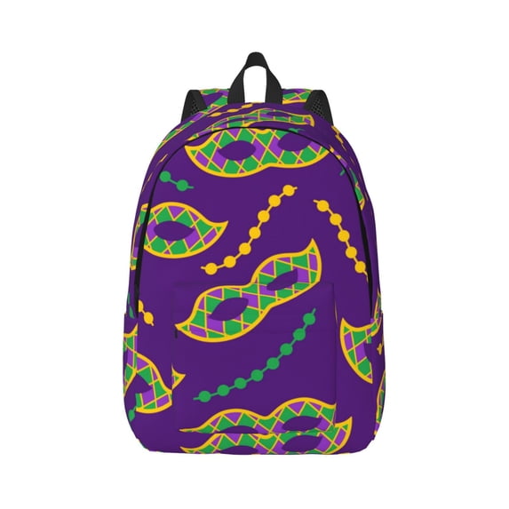 Daiia Carnival Masks and Beads Vintage Canvas Backpack for Men and Women ,Hiking Backpack,Travel Laptop Bag for School,Large Capacity Backpack