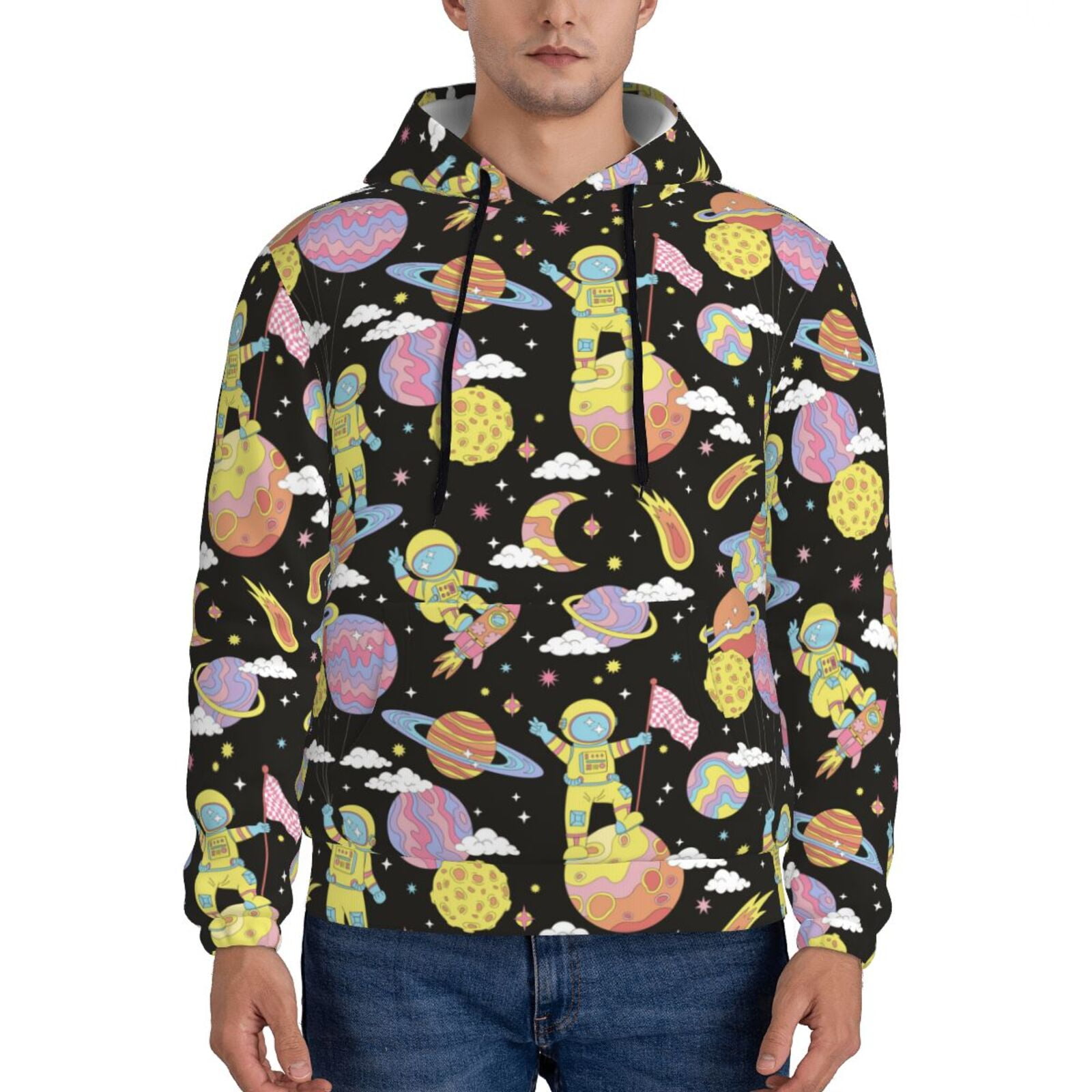 Space-Themed Cartoon Print Sweatshirt main image 1