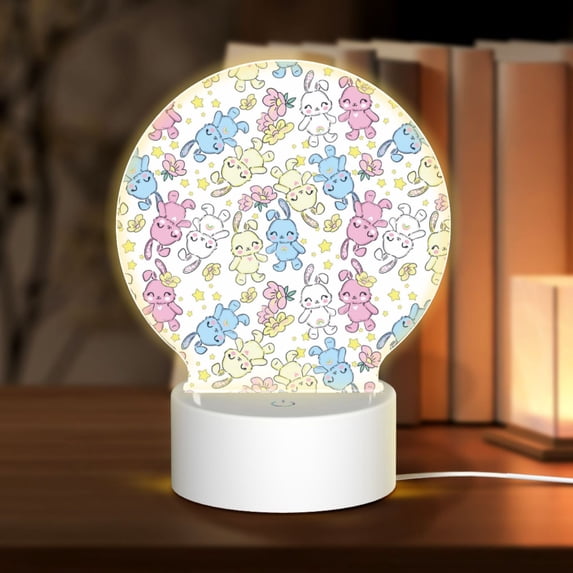 Daiia Cartoon Bunny Pattern Acrylic Night Light, LED Touch Light, Bedroom Night Light, Soft Glowing Lamp Perfect Gift for Mother's Day, Birthday, or Christmas