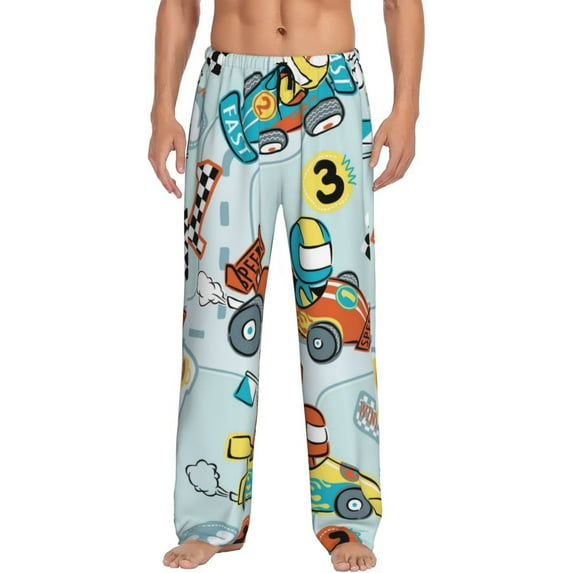 Daiia Cartoon Car Racing Men's Sleep Pant with Pockets and Drawstring,Pajama Pants-Medium