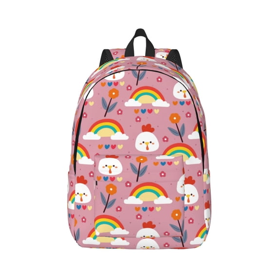 Daiia Cartoon Chicken Vintage Canvas Backpack for Men and Women ,Hiking Backpack,Travel Laptop Bag for School,Large Capacity Backpack