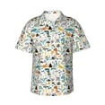 thumbnail image 1 of Daiia Cartoon Dinosaur Hawaiian Shirt for Men Gentle Cotton Regular Short Sleeve Casual-Small, 1 of 9