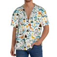 thumbnail image 1 of Daiia Cartoon Dinosaur Men's Linen Shirts Short Sleeve Casual Shirts Button Down Shirt for Men Beach Summer Wedding Shirt-X-Large, 1 of 6