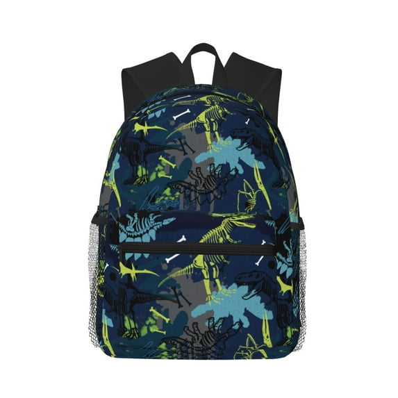 Daiia Cartoon Dinosaur School Backpack for Men Women, Unisex Large Waterproof Bookbag Schoolbag Casual Daypack for High School/College/Teens/Travel/Work Black