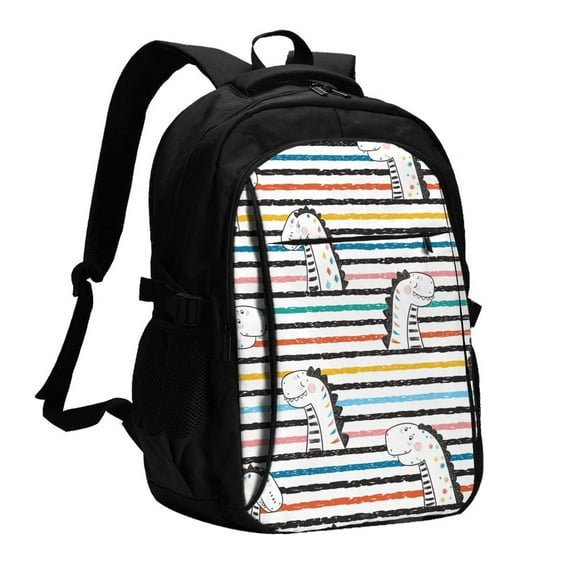 Daiia Cartoon Dinosaurs Pattern USB Charging Backpack for Men and Women, Anti-Theft Backpack,Travel Backpack,School Backpack,College Backpack,Laptop Backpack