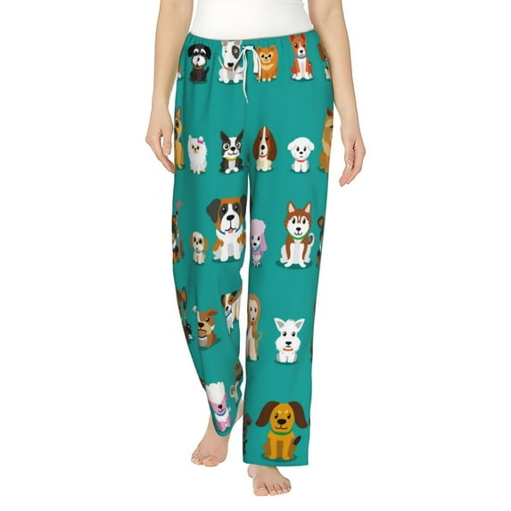Daiia Cartoon Dogs Women's Sleep Pant with Pockets and Drawstring,Pajama Pants-Small