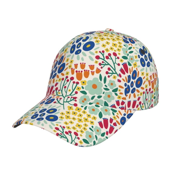 Daiia Cartoon Flowers print Baseball Cap Men Women Golf Dad Hat Adjustable Original Classic Low Profile Hat Unconstructed Plain Cap